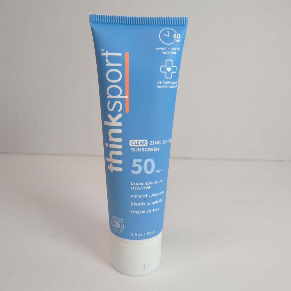 Clear Zinc Oxide Sunscreen Spf 50 by ThinkSport 3oz New Safety Sealed